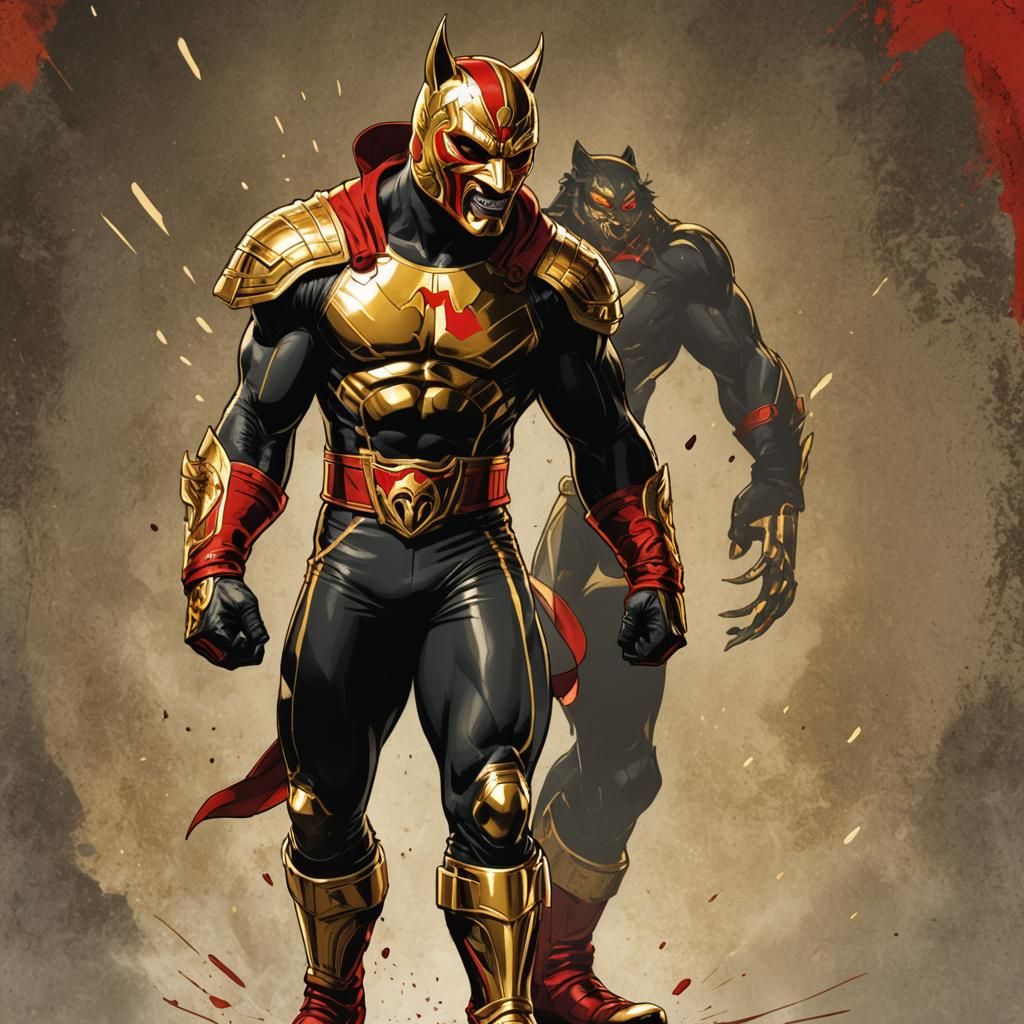 Heroic Wrestler in Comic Book Art Style