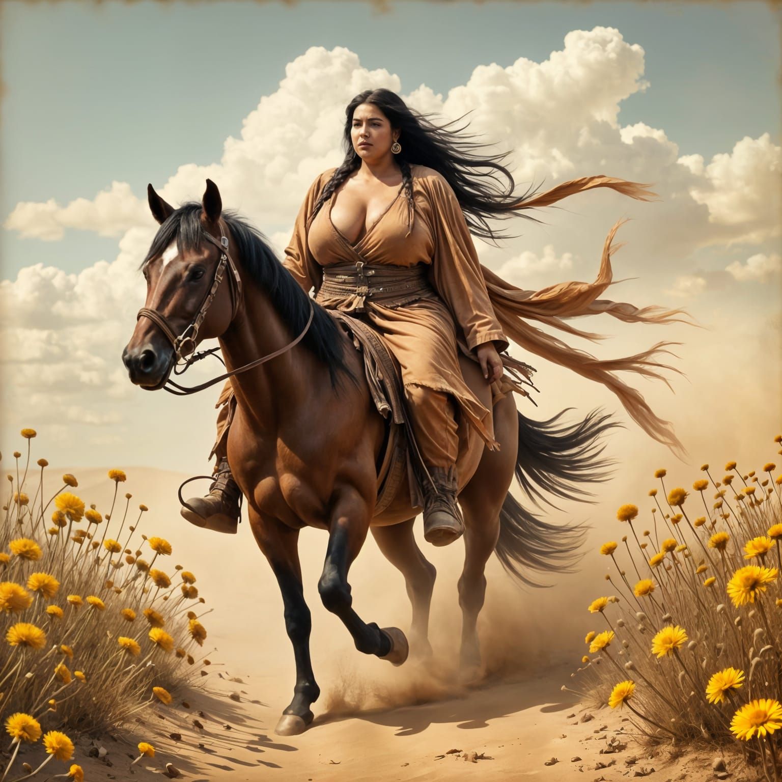 Wild West Native American Goddess Rides Free