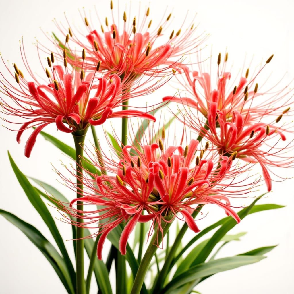 Elegant Spider Lilies in Ink Wash Style