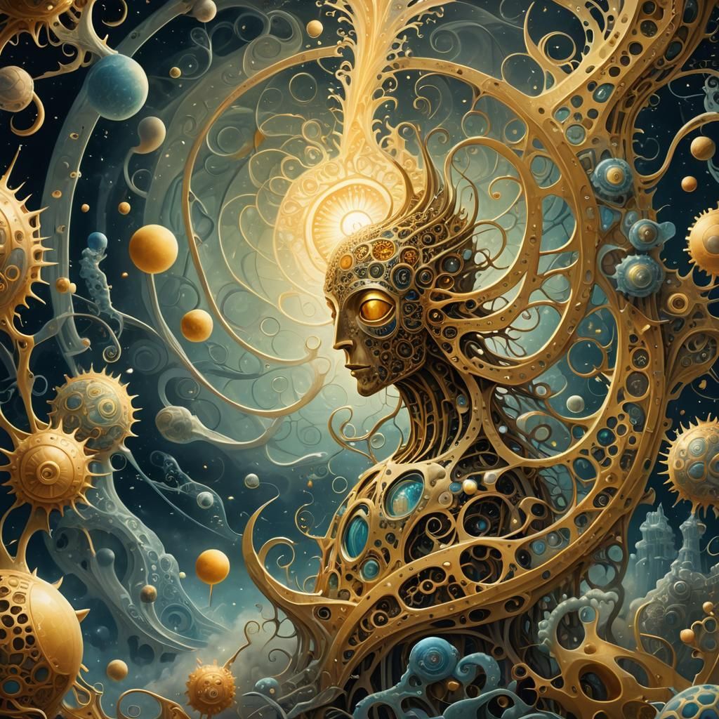 Surreal Celestial Being in Art Nouveau Style