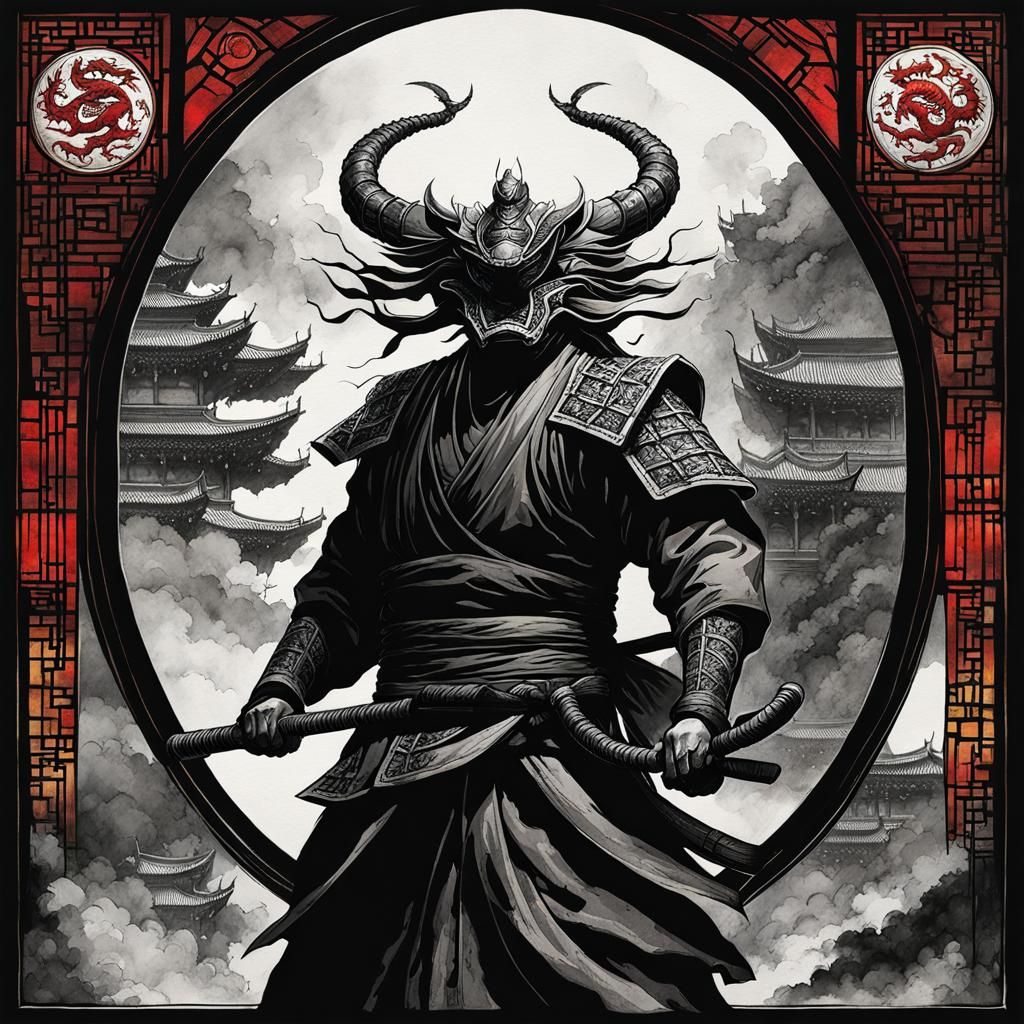 Monochrome Watercolor of Scorpion, The Last Ronin