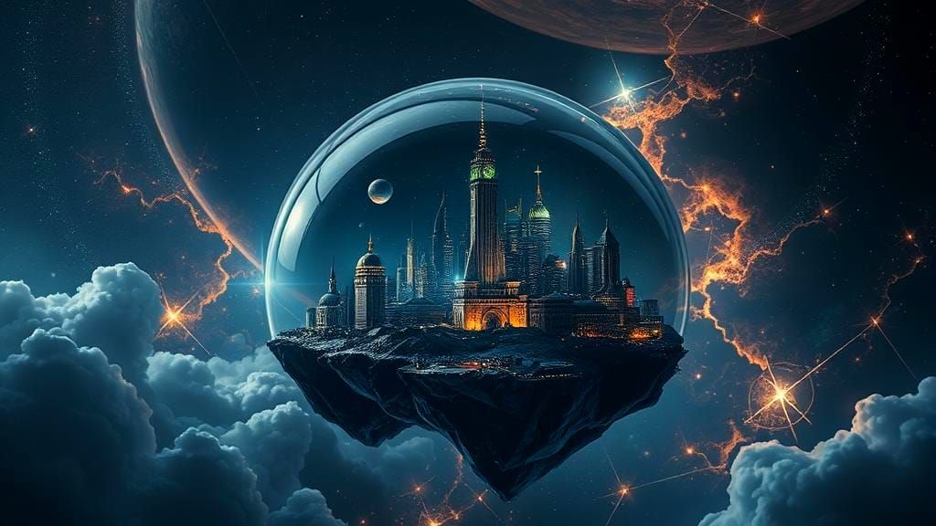 Crystal Dome City Floating in Space