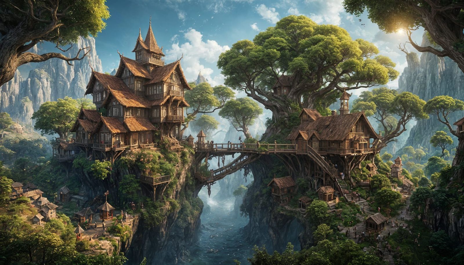 Fantasy Tree Village Concept Art in 8K