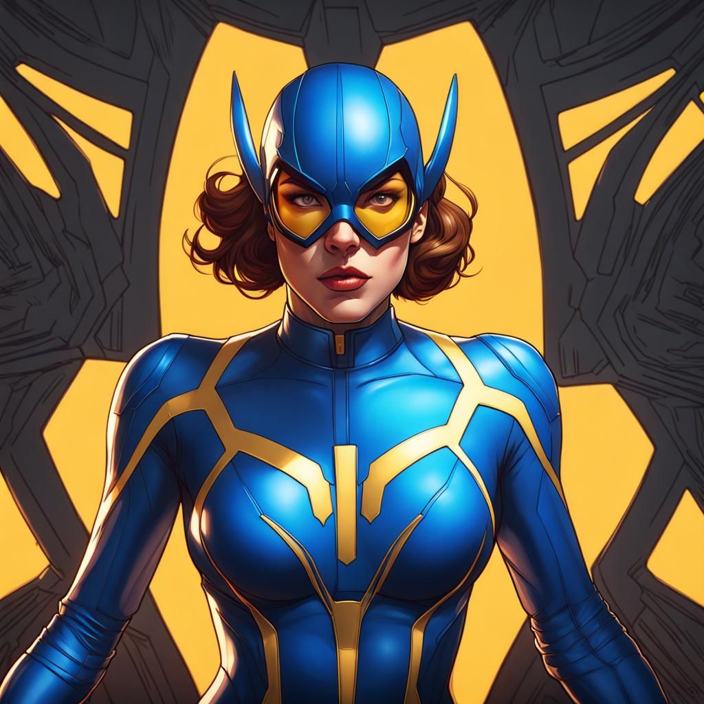 Comic Character Portrait with Goggles in Art Nouveau Style