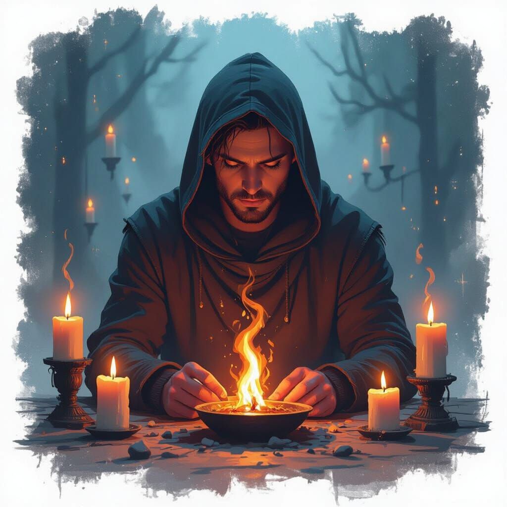 Reigniting a Flame: Surreal Mystical Scene