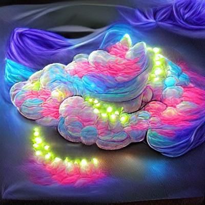 Glowing Pastel Neon Cloud Embroidery in 3D
