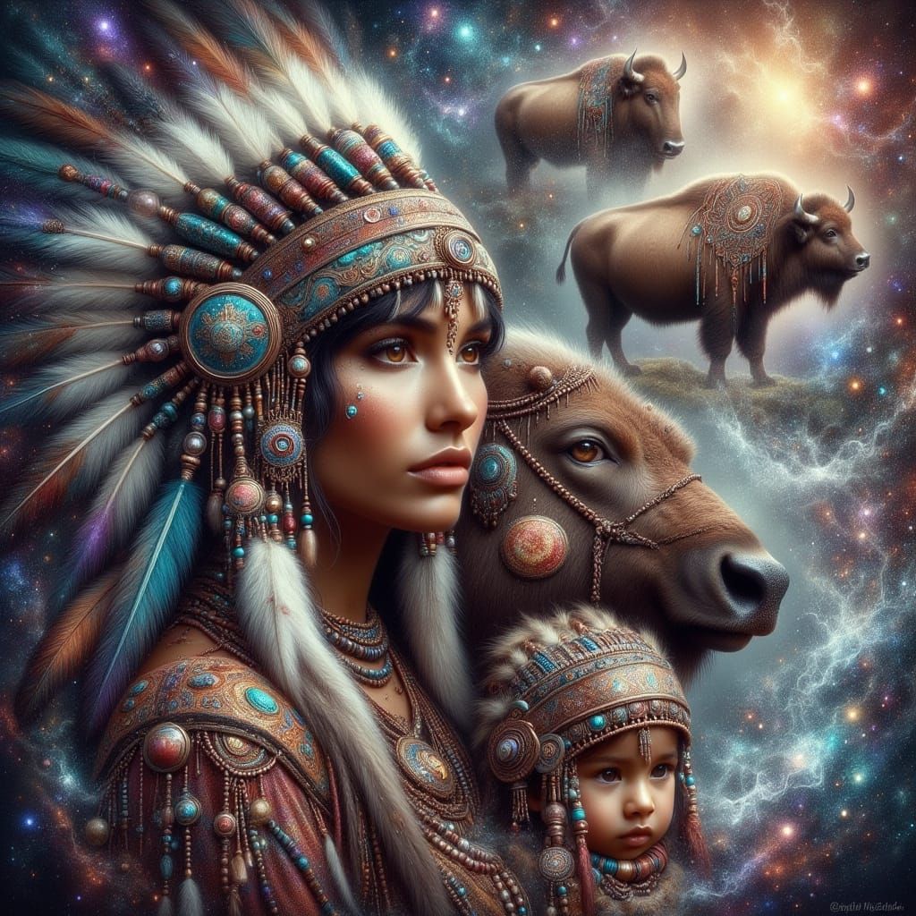 Native American Woman and Baby by Raging River