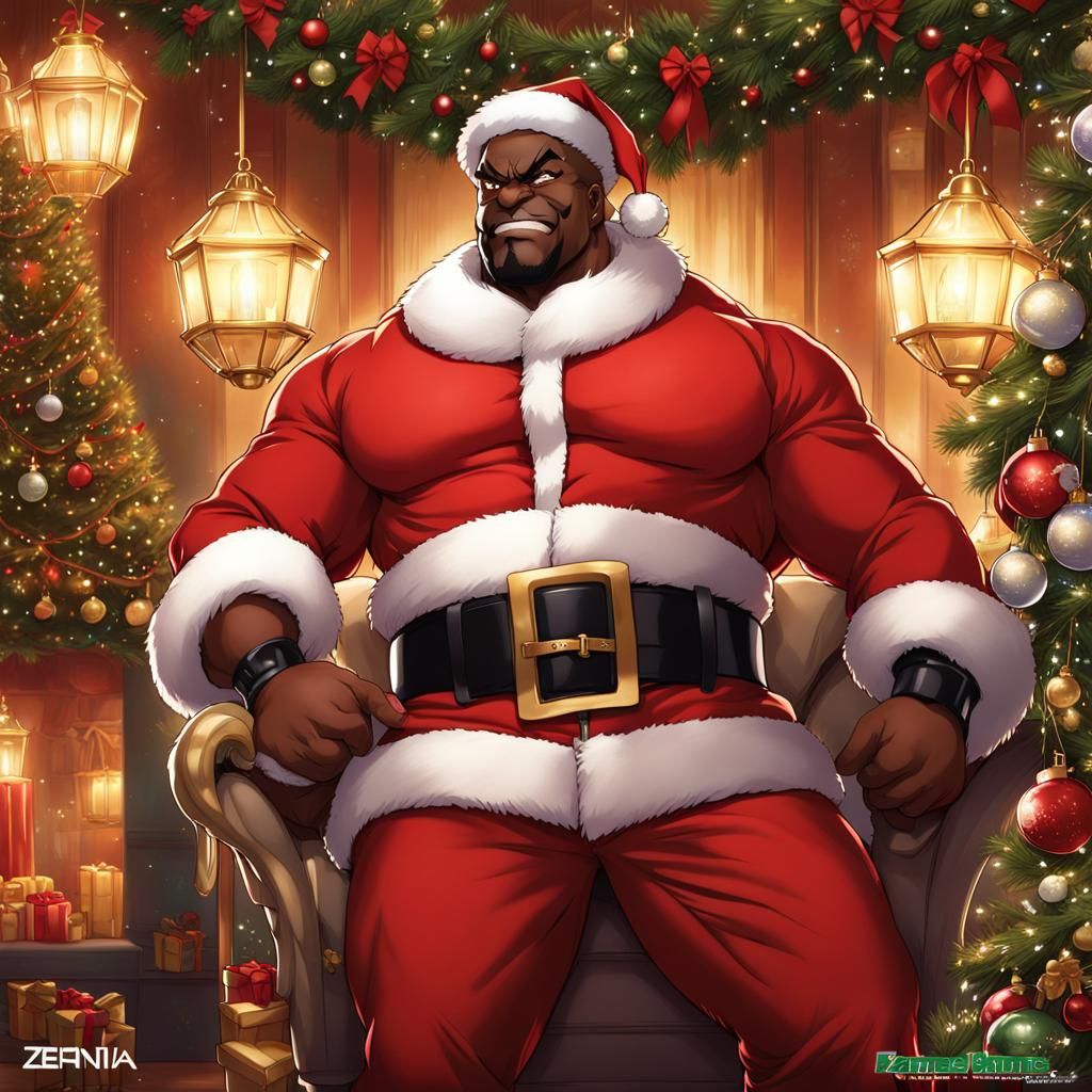 Santa Claus Anime Illustration on Christmas Eve