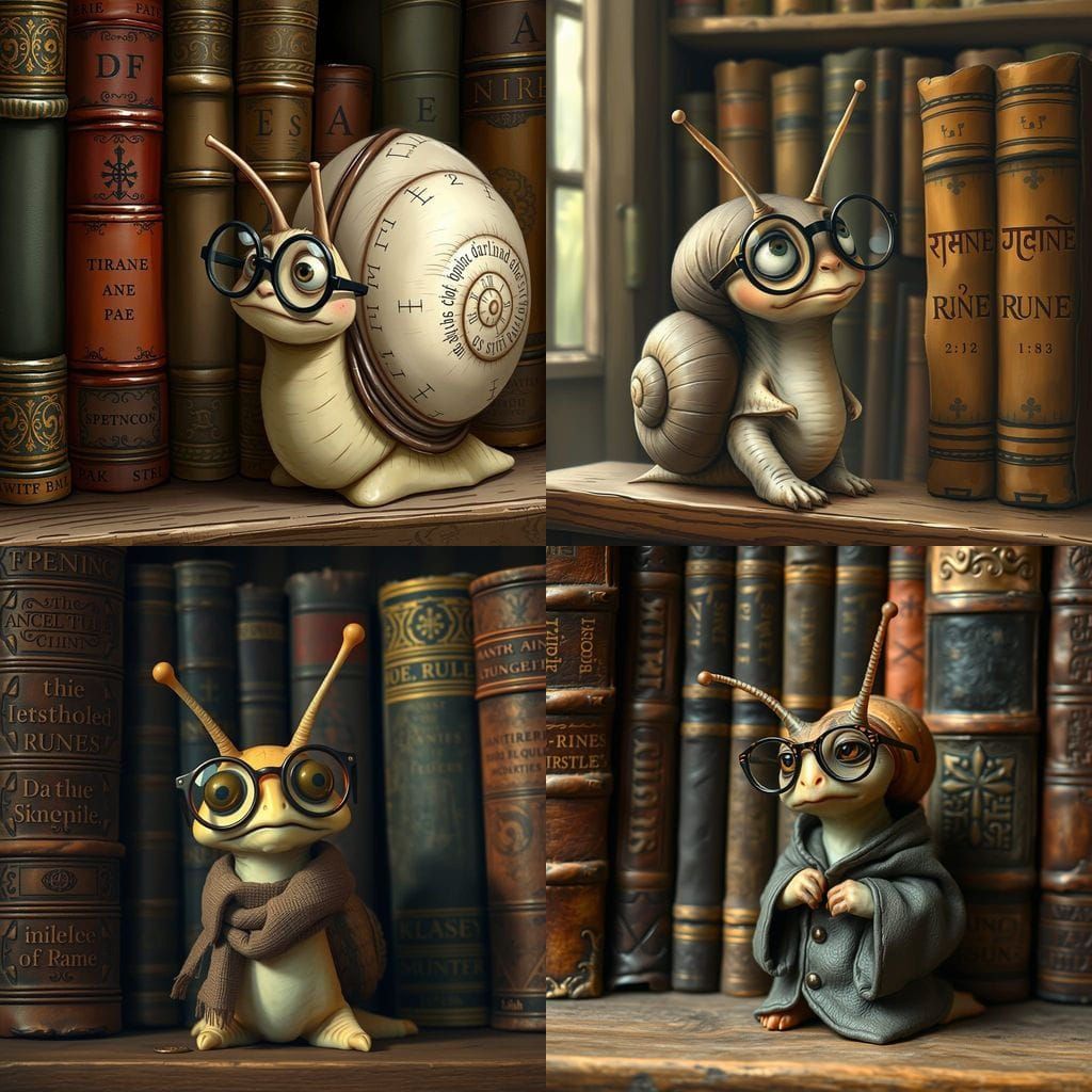 Confused Snail Deciphering Runes on Books