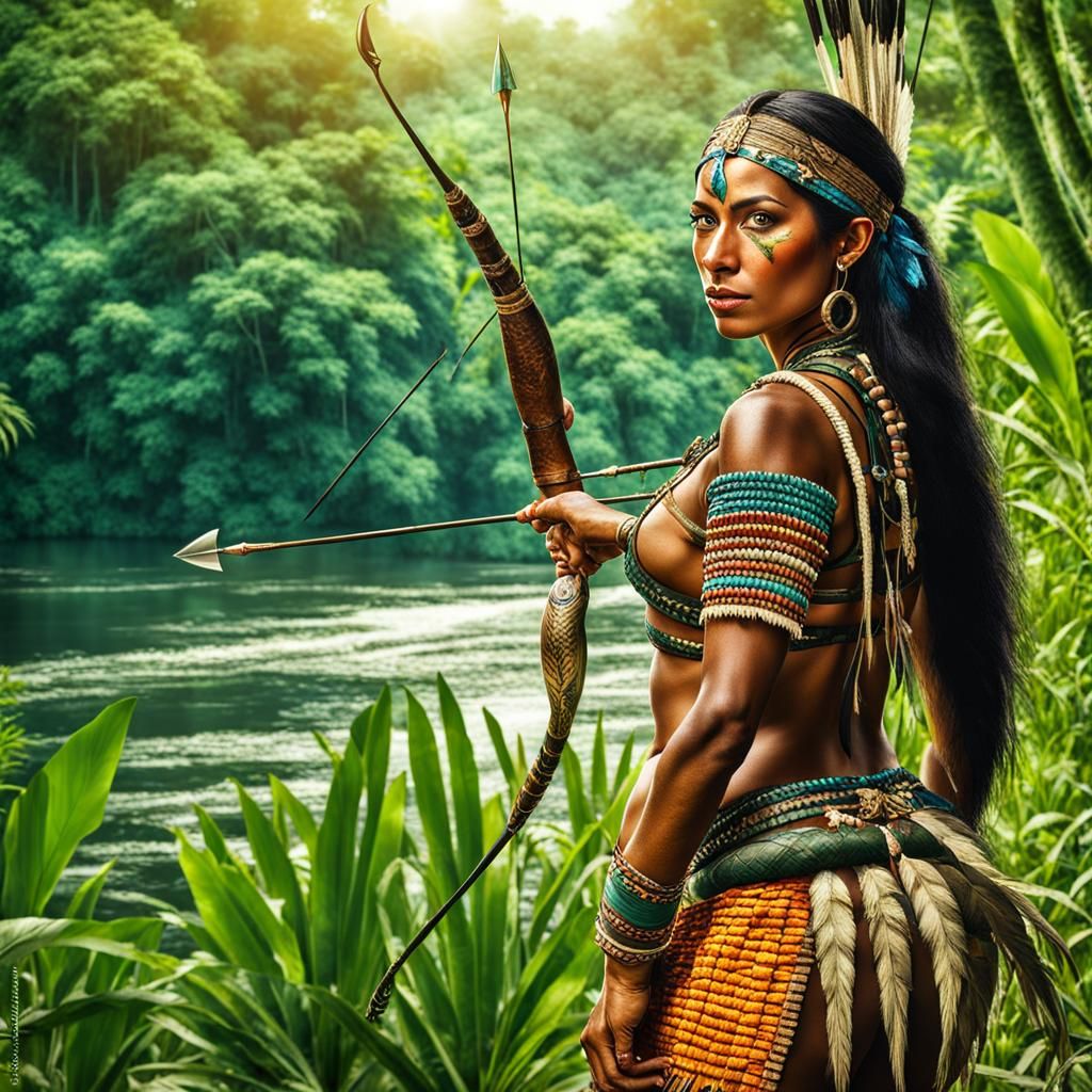 Stunning Native Brazilian Woman in Amazon Jungle