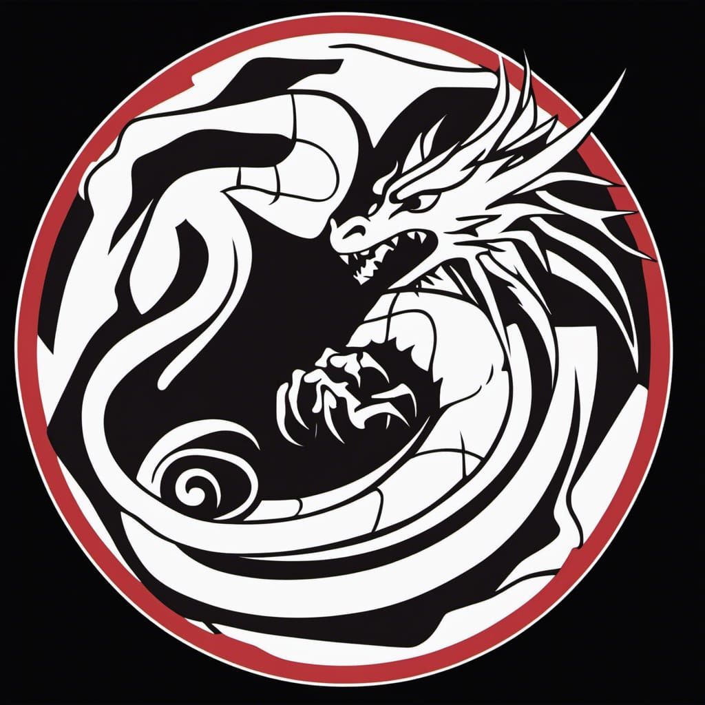 Simplified Dragon Logo Curled in Circle