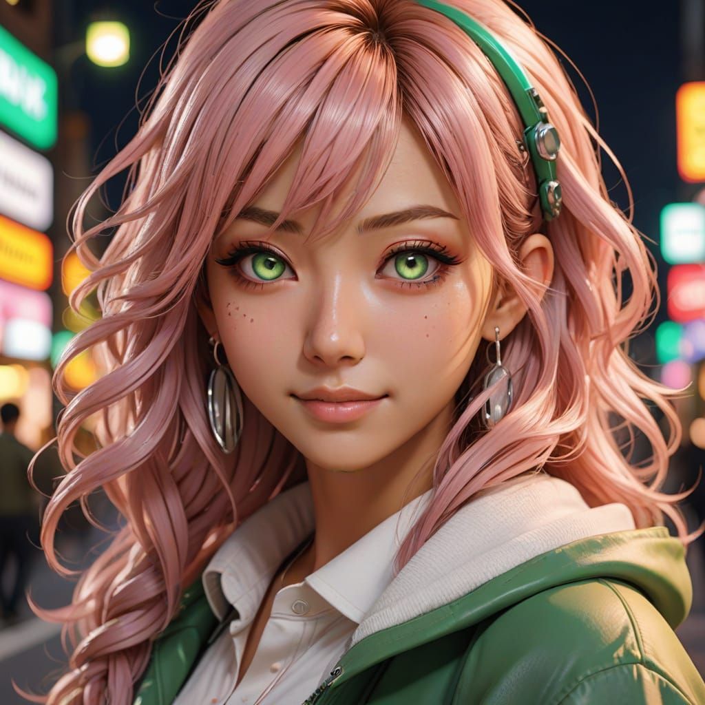 Japanese Gyaru in Vibrant Pastel Colors