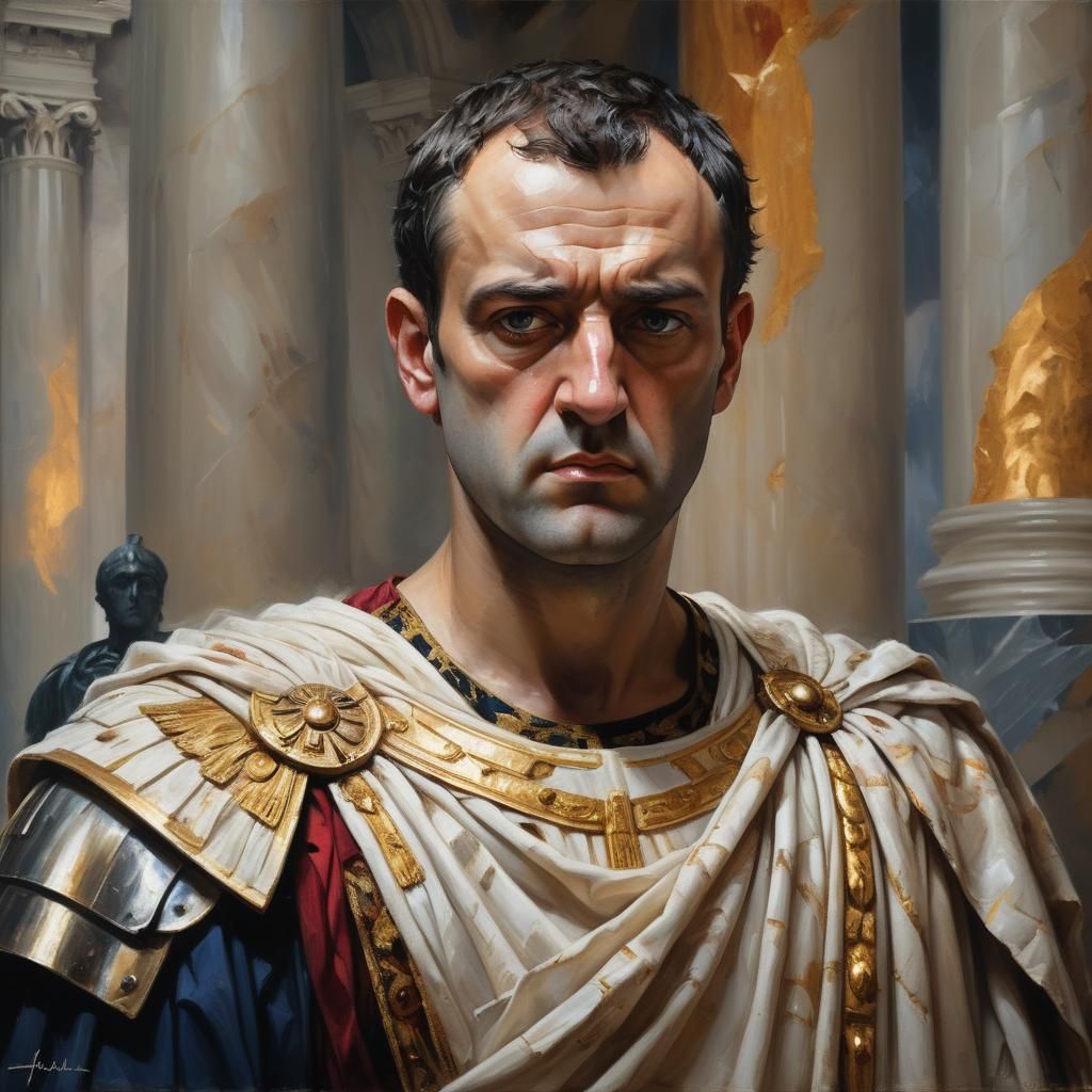 Greek Emperor Portrait in Dramatic Oil Painting