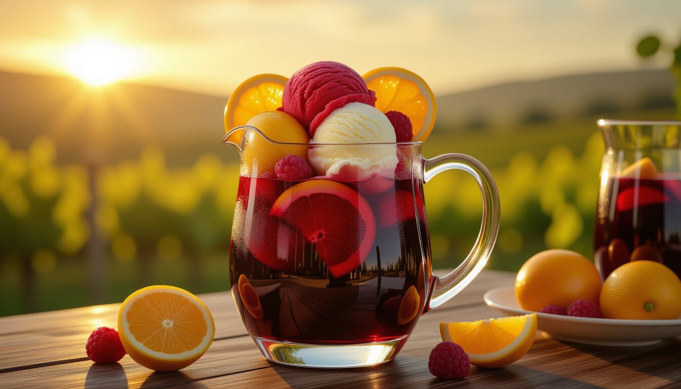 Decadent Sangria Float with Fruit and Ice Cream