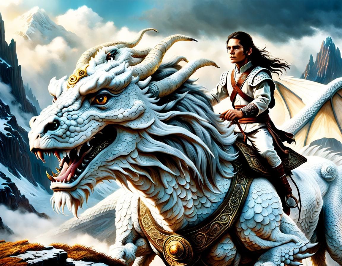 Atreyu and Falkor in Hyperrealistic Action Scene