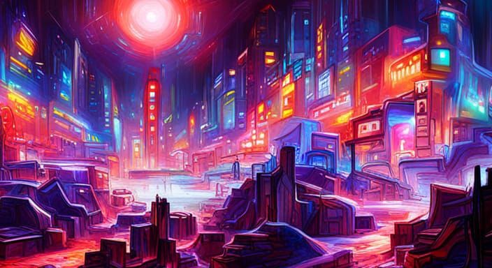 Futuristic City Surrounded by Forests: Graffiti Art