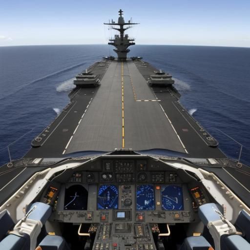 Aircraft Cockpit View Landing on Carrier