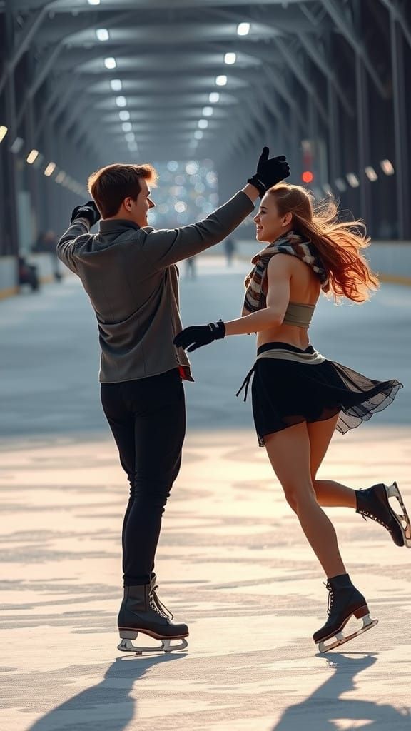 Male Ice-Skater Catches Female Partner in Mid-Air
