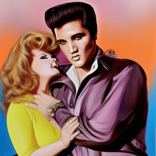 Elvis Presley and Ann Margret in 1980s Style