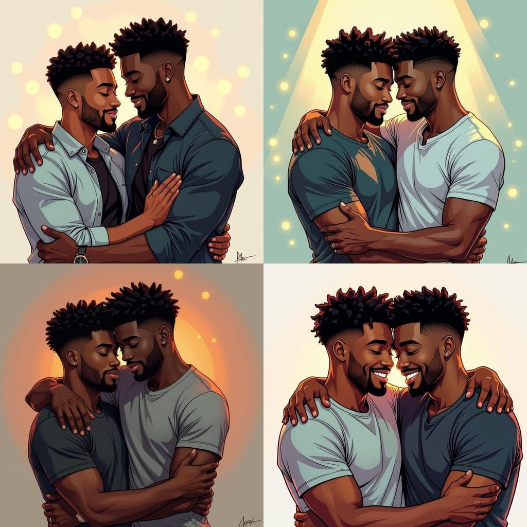Black Gay Love and Connection in Comic Art Style
