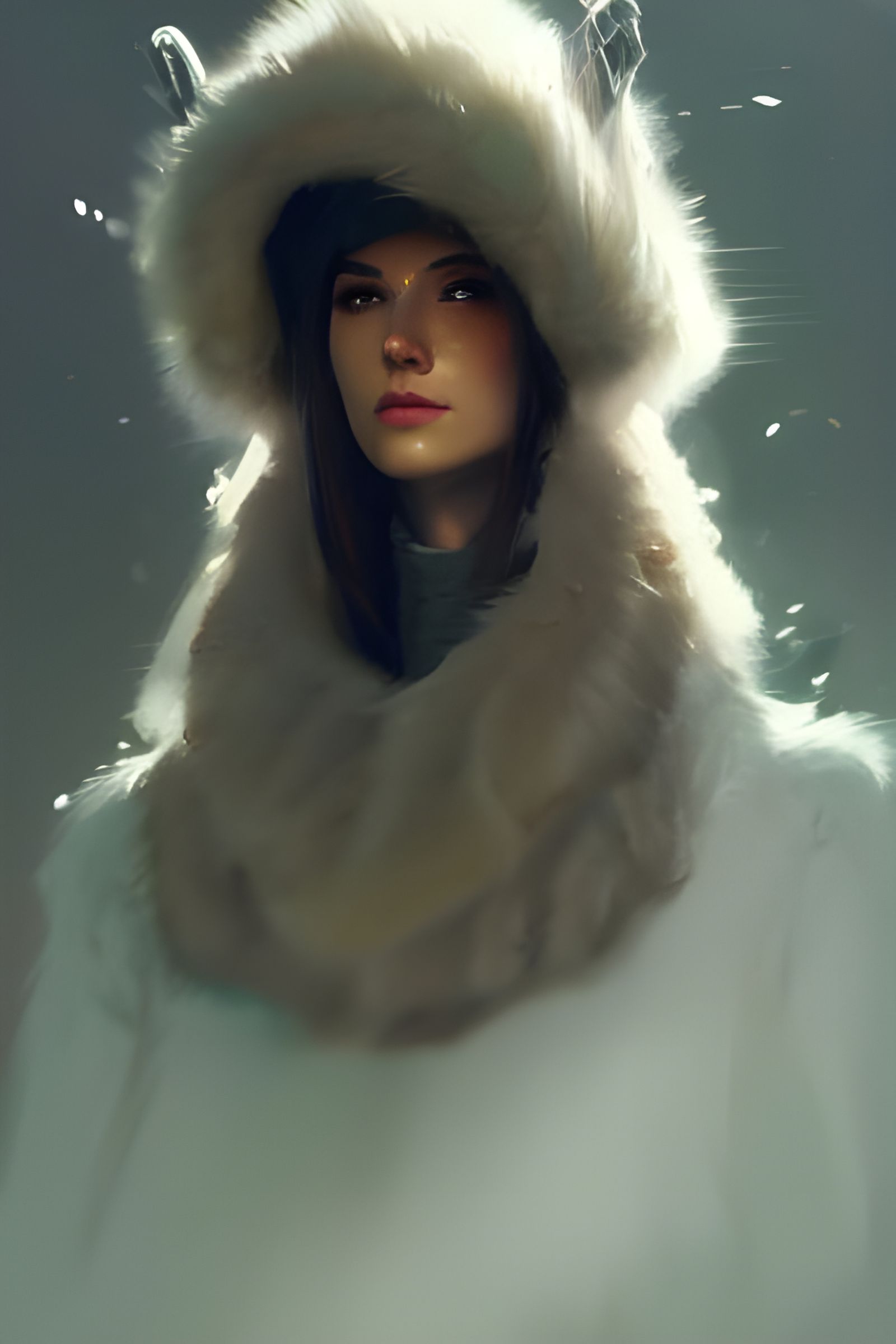 Robot in Fur Cloak: Detailed 8K Portrait