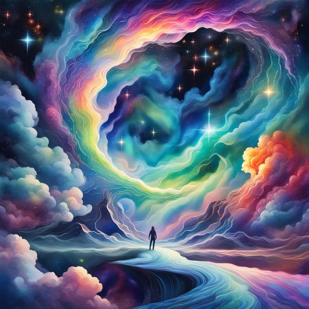 Cosmic Being in Surreal Astral Dreamscape
