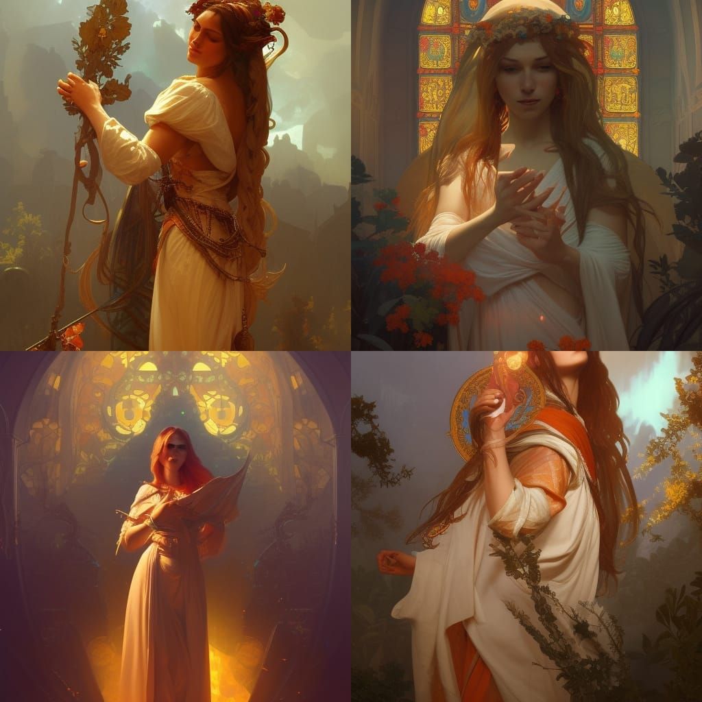 Maria Magdalena and Jesus: Art Nouveau Digital Painting