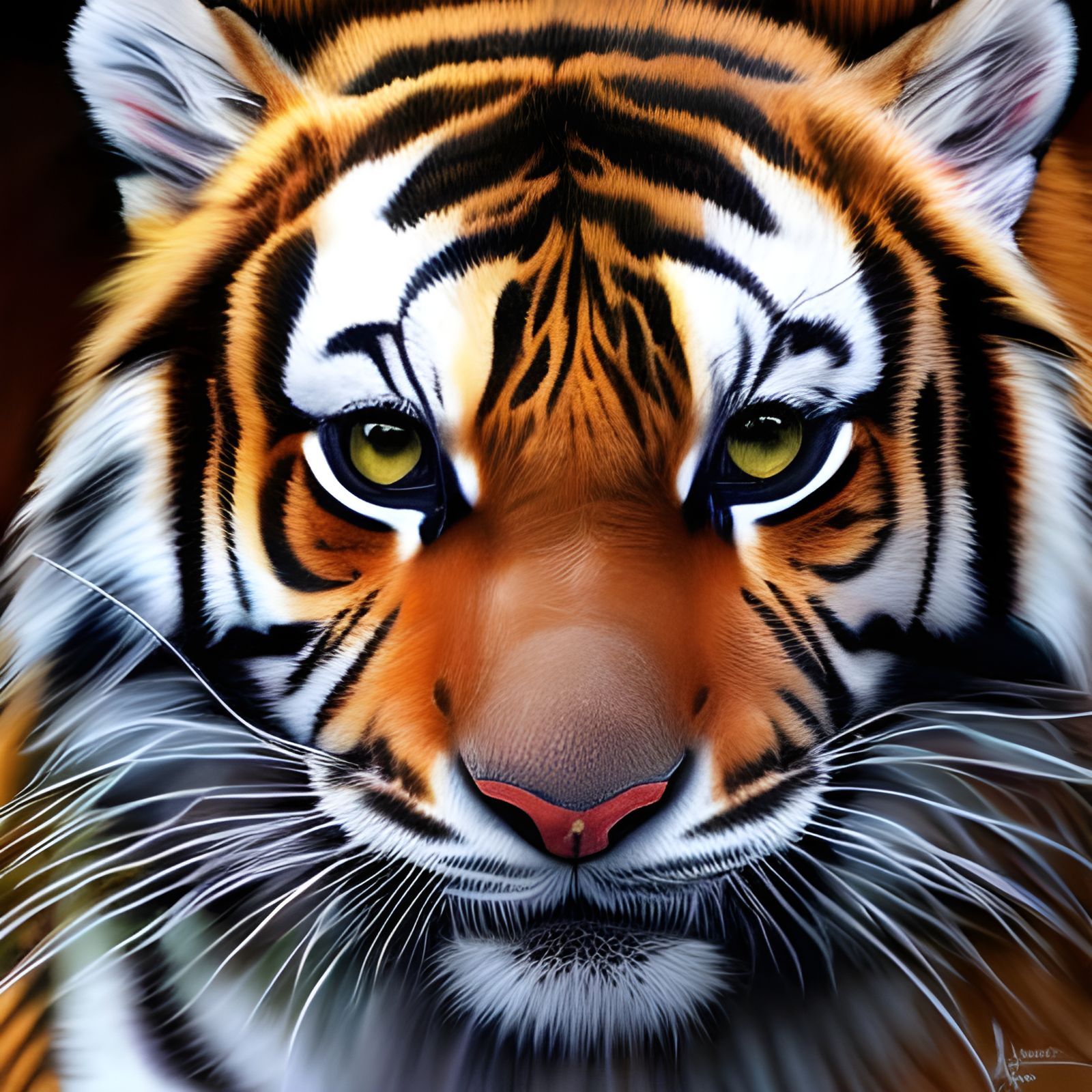 Adorable Tiger Cub Portrait in Oil Painting Style