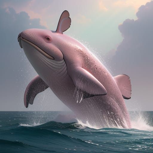 Glamorous Pink Whale with Delicate Rabbit Ears