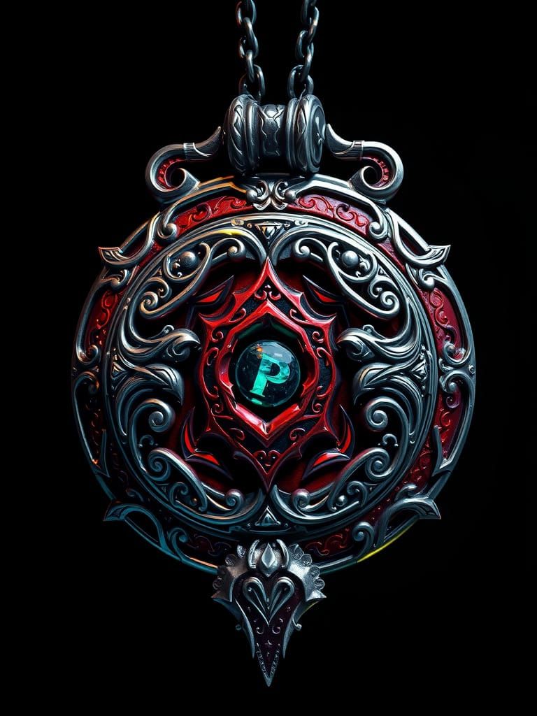 Ancient Chaos Amulet in Iridescent Silver and Crimson