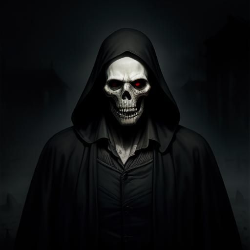 Eerie Close-Up Portrait of Grim Reaper