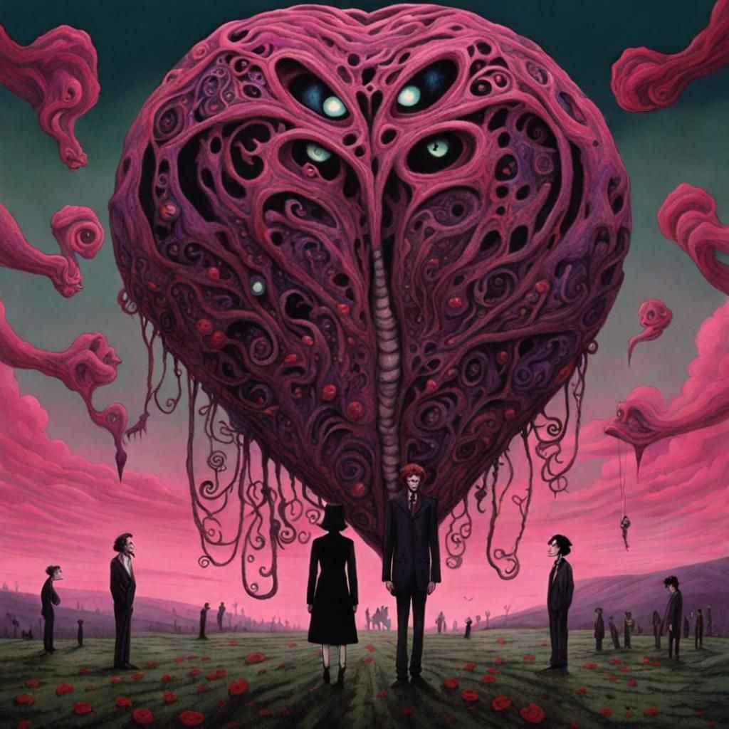 Surreal Supernatural Love in Dark Fantasy Style