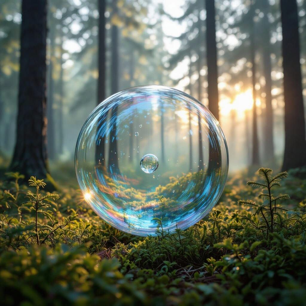 Mysterious Bubble in Enchanted Forest Landscape