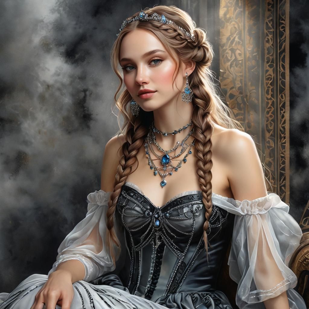 Ethereal Nymph in Watercolor: Gothic Bohemian Style