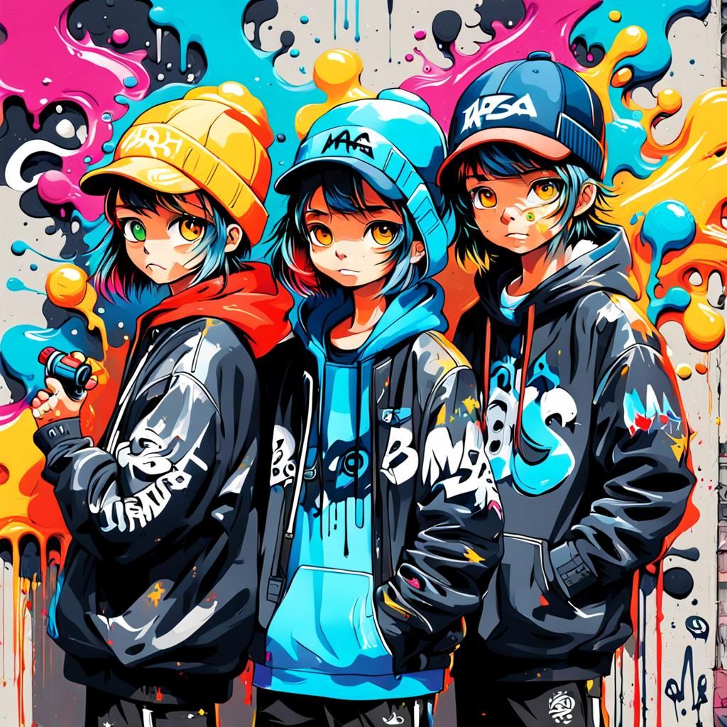 Colorful Graffiti Art with Polychromatic Splashes