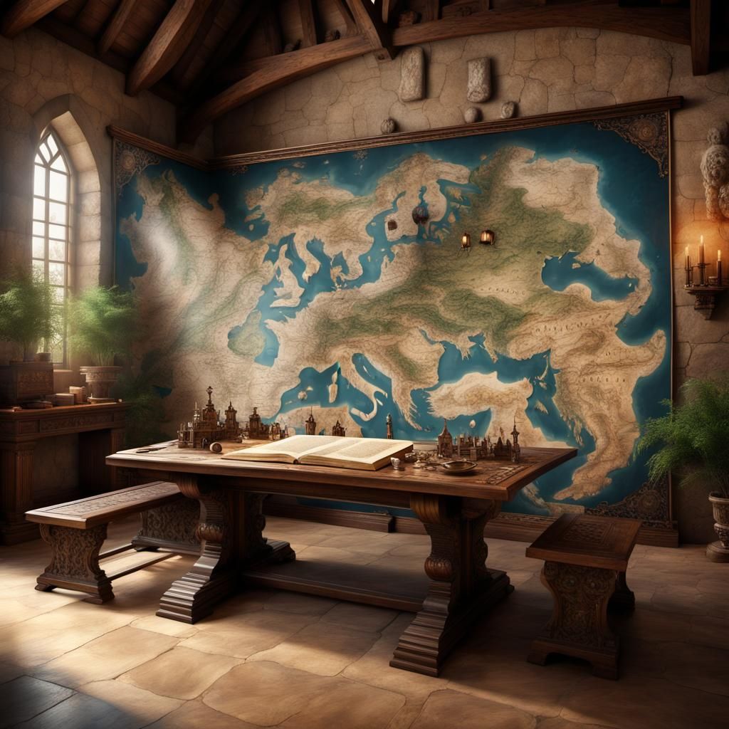 Medieval Hall: Hyperdetailed Map of Ancient World
