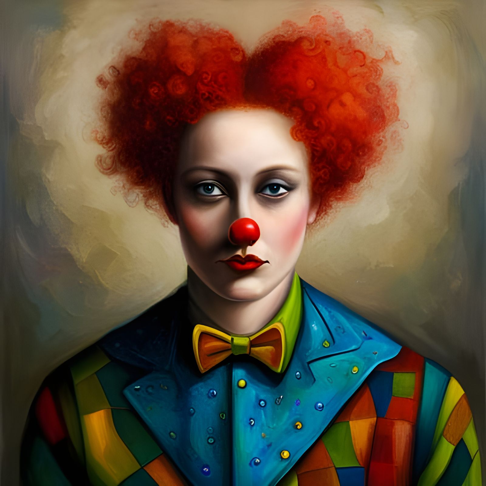 Sad Clown Bunny in Abstract Style