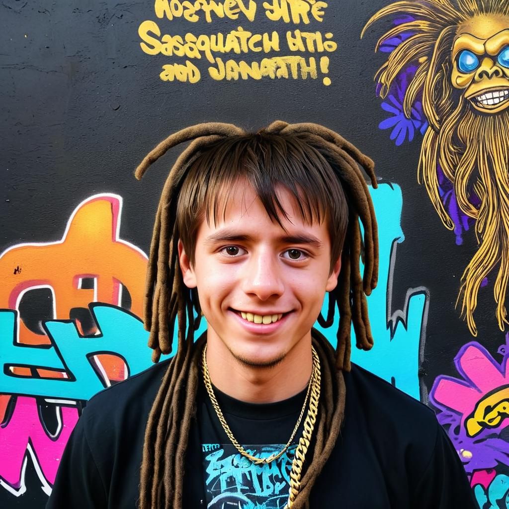 Hip-Hop Sasquatch Portrait in Graffiti Style