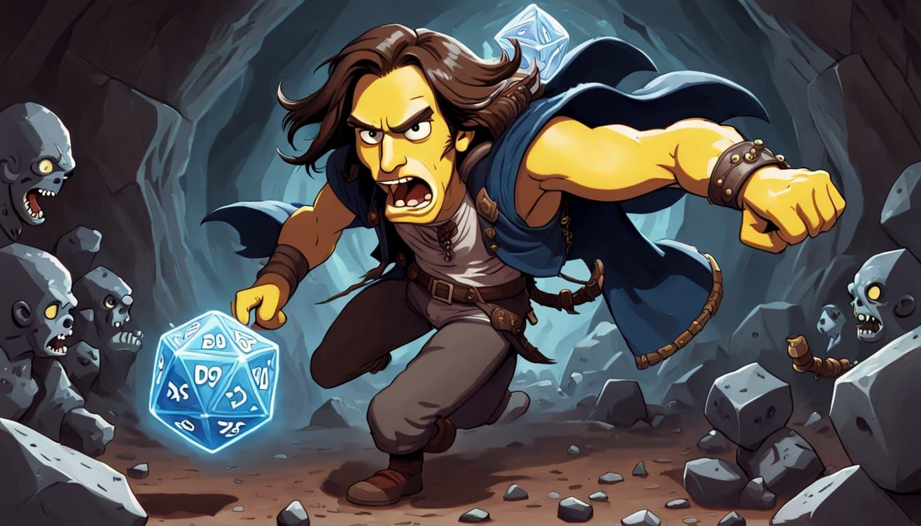 Matt Mercer Chases Giant D20 in Simpsons Style