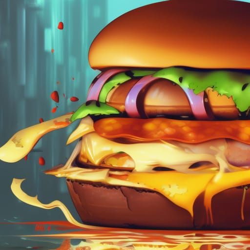 Melting Cheeseburger Graffiti Art
