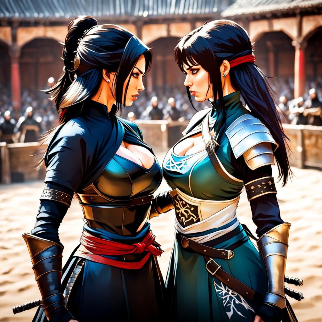 Ninja Women Face Off in Medieval Arena