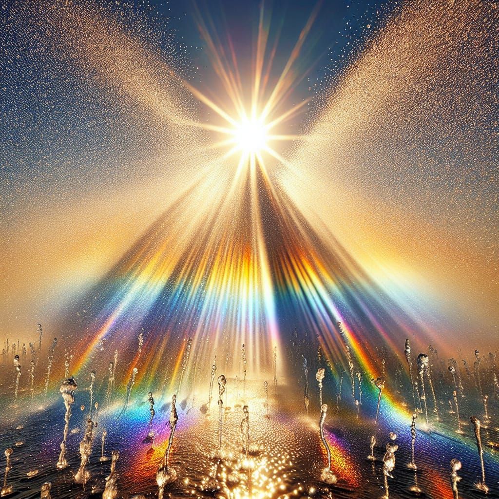 Prismatic Sunlight Through Water Creates Rainbow Effect