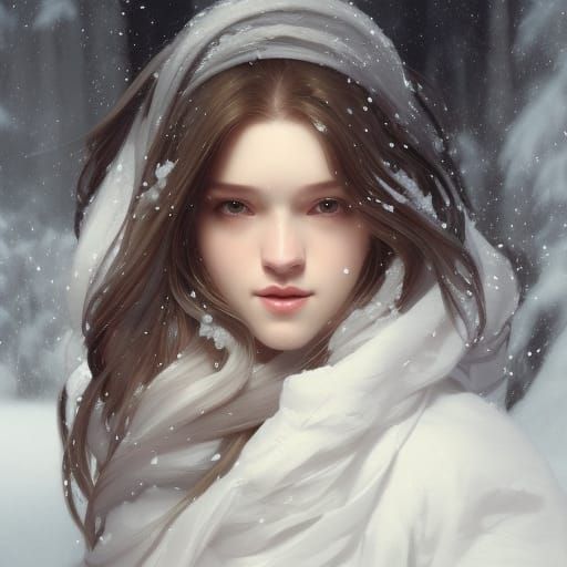 Snow-Covered Women: Hyperdetailed Portrait in Triadic Colors