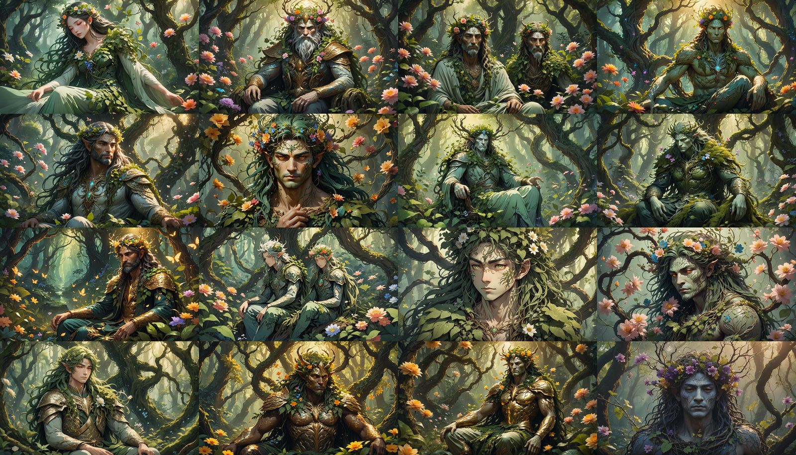 Ancient Nature God with Plants, Anime Style