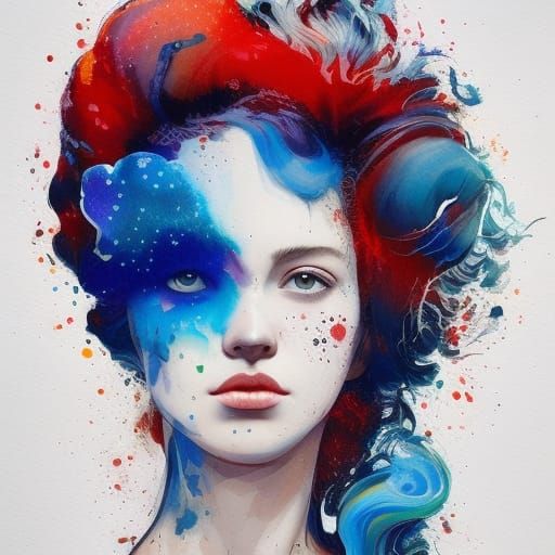 Patriotic Beauty with Blue Hair, Disney Splash Art