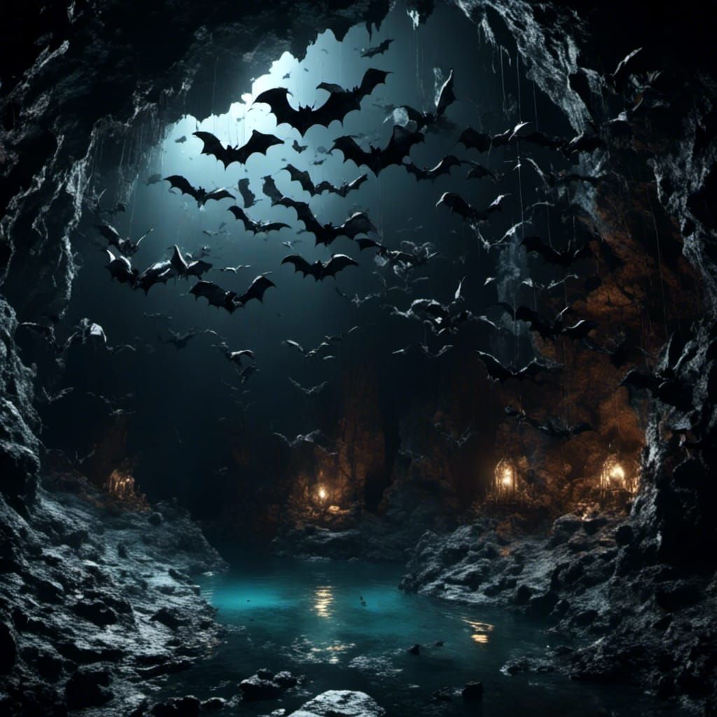 Bats in Dark Cave: Hyperreal HD Realism