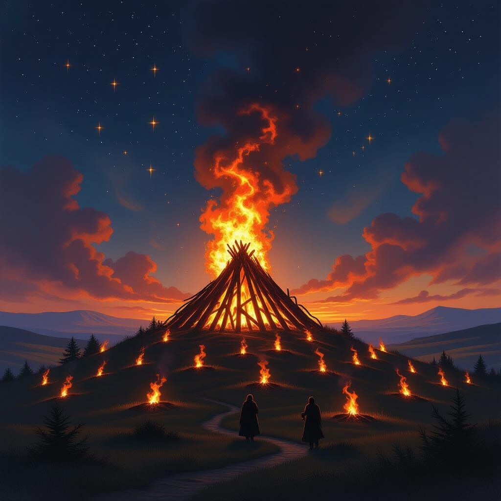 Ancient Bonfire Ignites Samhain Night Sky on Tlachtga