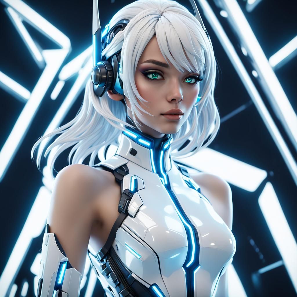 Confident Woman in Futuristic Spaceship in 3D Anime