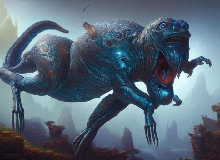 Hyperrealistic Chrome Insectoid Kitty Balloon Animal