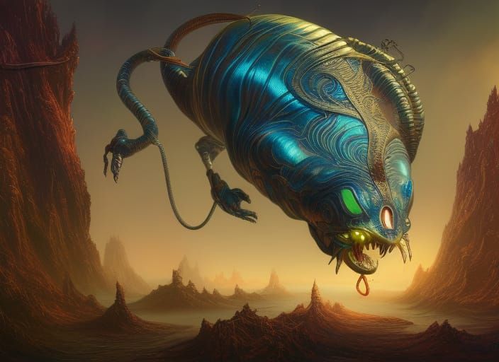 Hyperrealistic Chrome Insectoid Kitty Balloon Animal